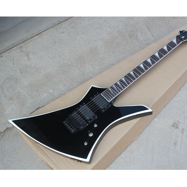 Factory Custom Black Body Electric Guitar whit Floyd Rose,White Binding Neck,Black Hardware,Rosewood Fretboard