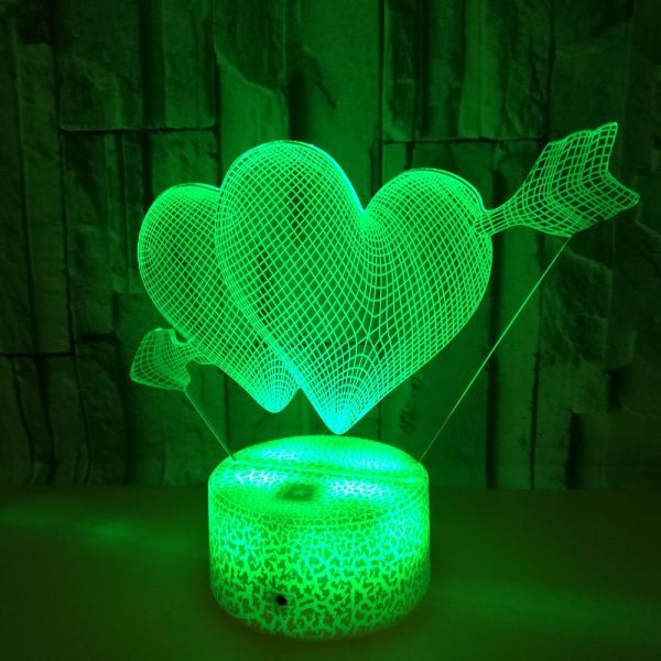 Cupid's love wedding picture Valentine's Arrow Colorful 3D night Light Acrylic Atmosphere Table Lamp Gift