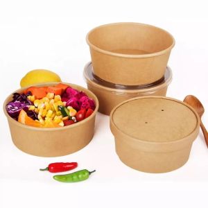 Buy Wholesale China Disposable 1000ml Factory Kraft Paper Bowl Food Packaging