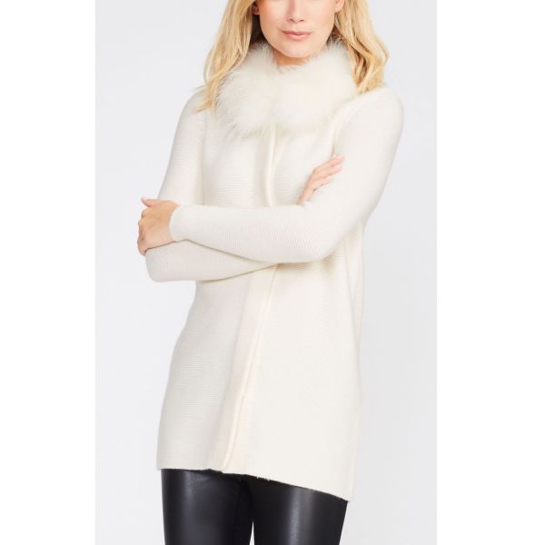 Buy 70 Wool 30 Cashmere Knit Cardigan Sweater Warm With Fur Collar Multi Size at wholesale prices