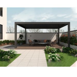 100% Rainproof Outdoor Aluminum Pergola Cover System Retractable Louvered Roof