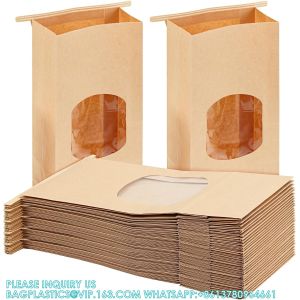 Bakery Bags With Window, Cookie Bags Coffee Bags Kraft Paper Bags, Tin Tie Tab