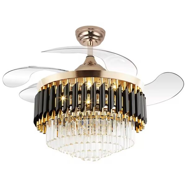 wholesale Smart Chandelier Ceiling Light and Fan Luxury Bedroom Crystal