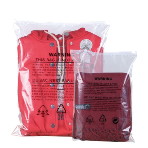 Buy Dustproof CPE Zipper Bag Customizable Custom Clothing Packaging Bags Clear at wholesale prices