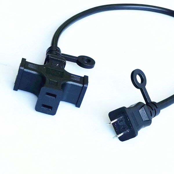 American 2pin 3 in 1 black extension power cable 0.5m-10m copper power extension cord