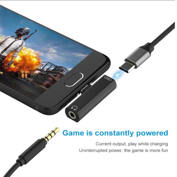 2 in 1 USB Type C to 3.5mm Jack PD Charging Headphone Audio Adapter