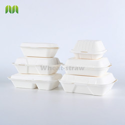 Hot disposable microwave food containers Bagasse pulp food boxes takeaway