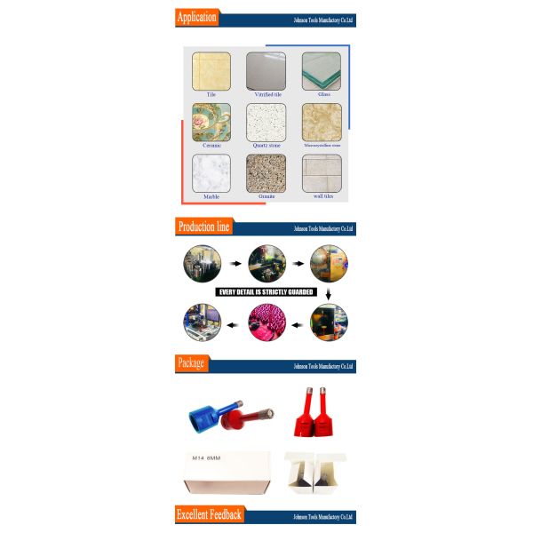 8mm M14 Vacuum Brazed Diamond Core Drill Bits For Tile With Plastic Sleeve