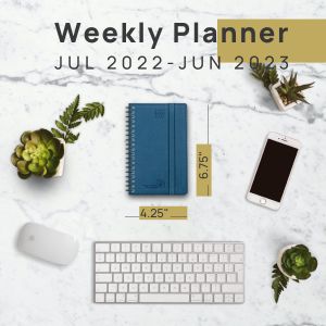 Night Blue 80GSM Paper Mini Weekly Planner Plastic Ruler Attached
