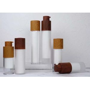 Matte Bamboo Airless Bottle , 30ml Airless Pump Bottle For Face Serum