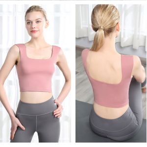 Quality 220g Womens Yoga Tank Top Flatlock Stitching Exercise Bra For Ladies for sale