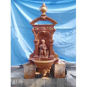 Three Angels White Stone Wall Water Marble Fountain Pool