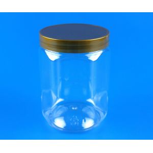 Quality PET Plastic Food Storage Jars Cylinder Shape With Custom Color Cover 550Ml for sale