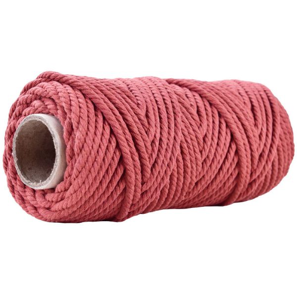 50m Dusty Pink Macrame Cord 5mm ISO9001 Pink Cotton Rope 3 Strands