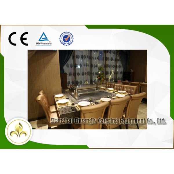 Custom Teppanyaki Hibachi Grill Equipment 8 Seats Built In Electrostatic Fume Purifier