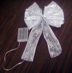 9 Inch Organza Gold Red Decorative LED Christmas Bow with Dual Color LED Lights