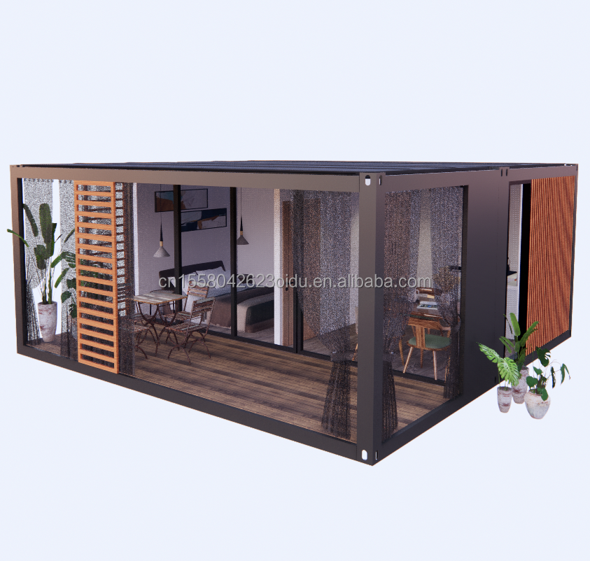 20 Foot Deluxe 2-Bedroom Prefabricated Wooden House Modern Design Foldable Kitchen Bathroom and Outdoor Terrace for Living