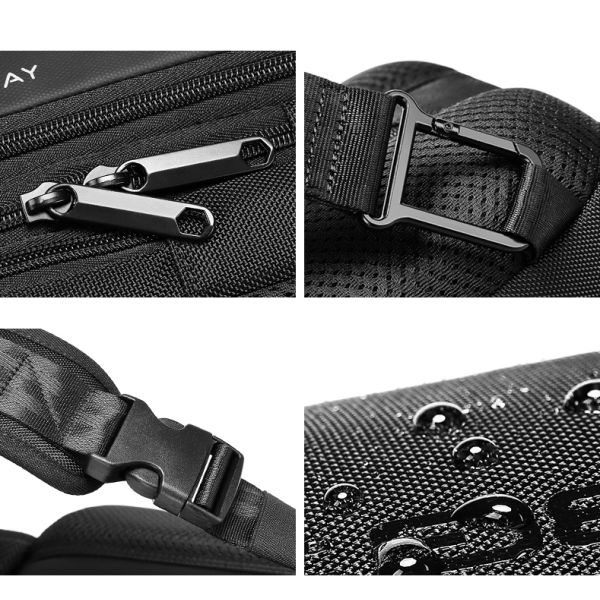 Lightweight Large Black Mens Sling Bag Guard Against Theft Durable