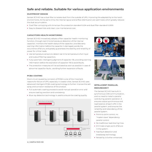 Santak Castle 3C3 HD 20KVA 40KVA 60KVA 100KVA 200KVA 400V 3-Phase UPS for Industrial
