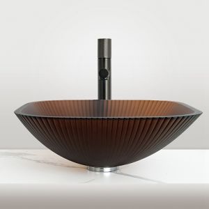 1 Hole Glass Bathroom Wash Basin With Mirror Included Countertop Mounted Sinks