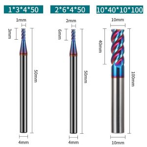 2/4 Flutes Solid Tungsten Carbide End Mill HRC 55/60/65/70 CNC Square Face End