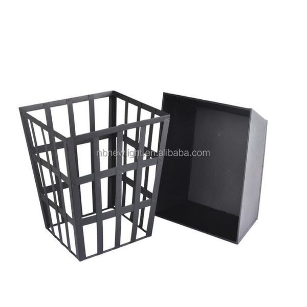 Modern Fire Pit Wood Furnace Fireplace for Bonfires and BBQs in Black Outdoor Setting