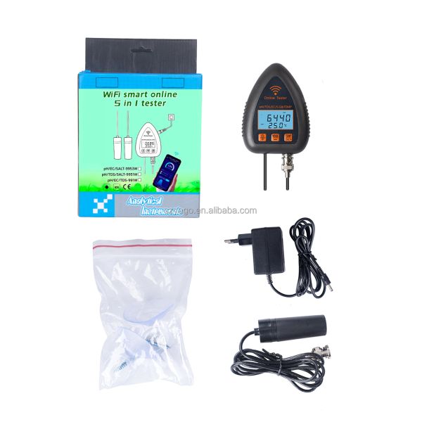 Tuya Smart WiFi Online Monitoring 5 in 1 High Accuracy Digital PH Meter with 0.00-14.00pH and 0-19900PPM Water Quality Tester