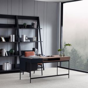 Saddle Leather Minimalist Design Modern Writing Desk Hotel Bedroom Study Table