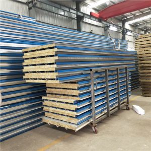 960mm rock wool sandwich panels roof sheet with waterproof cap for prefab