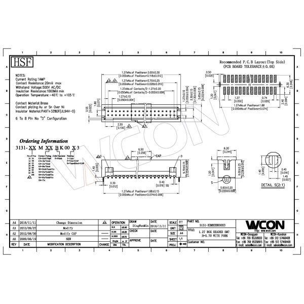 Plate Alignment Box Header Connector SMT PA9T Brass With Harpoon