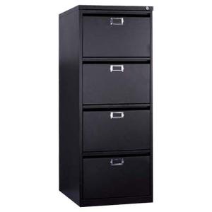 Quality 4-Drawer Metal Filing Cabinet With Aluminium Alloy Card Holder Matt Black Powder Coating for sale