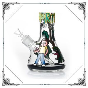7MM Glass Smoking Water Pipes Hand Drawing Rick And Morty On Glass Hookah Bongs