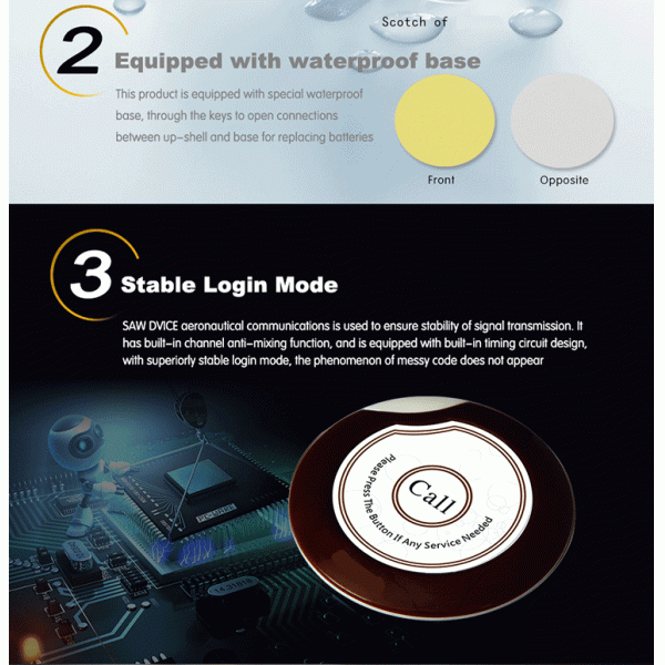 sticker customizable restaurant call system wireless call button