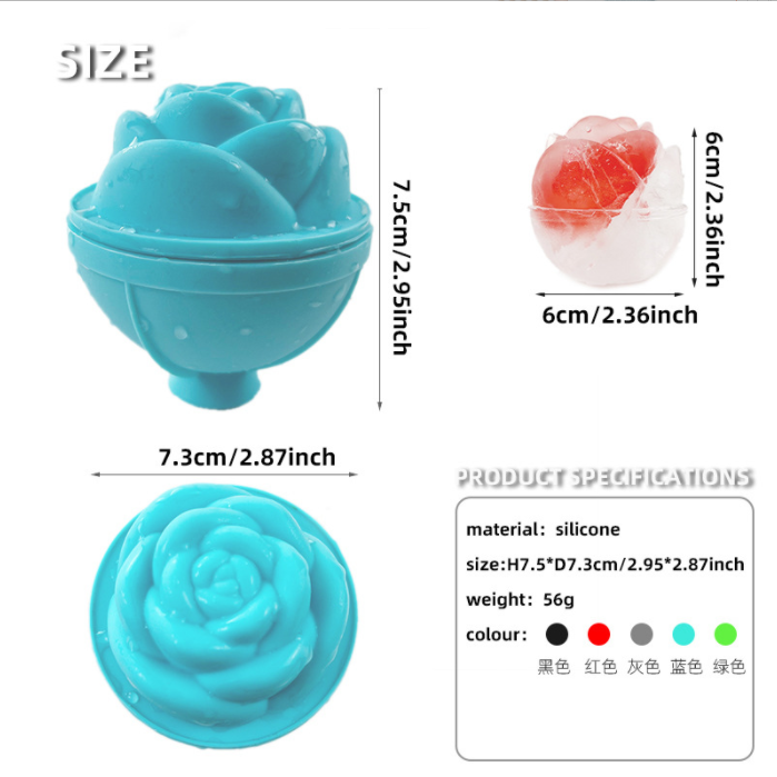 Ice Cream Tools Rose Flower Shape Silicone Mold Ice Box Ice Ball Silicone Face Ice Roller