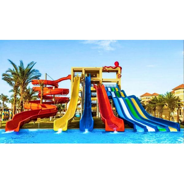 Water Amusement Park Huge Water Game Equipment Fiberglass Spiral Tube Water Slide Set