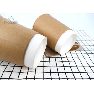 White / Brown Disposable Paper Coffee Cups With Lids Eco Friendly Multiple Sizes