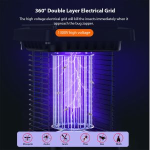 Outdoor Solar Powered Mosquito Killer Lamp Portable Usb Rechargeable Courtyard