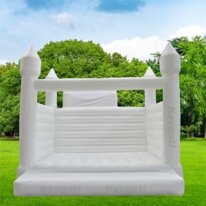 2024 Unisex Inflatable White Bouncy Castle with Slide and Ballpit White Packing