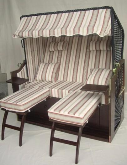 Buy Outdoor Garden Dark Brown Roofed Wicker Beach Chair & Strandkorb With Cushion at wholesale prices