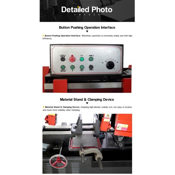 Semi Automatic Industrial Iron Precision Metal Steel Cutting Horizontal Metalworking Band Sawing Machine GB4028