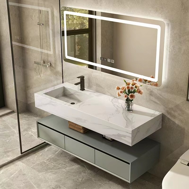 Buy Customized Bathroom Vanity Units Luxury Slate Wall Mounted Floating at wholesale prices