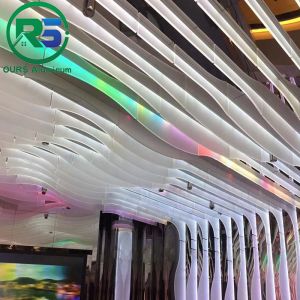 Coating Linear Suspended Metal Ceiling Wooden Colour Aluminium Baffle Ceiling
