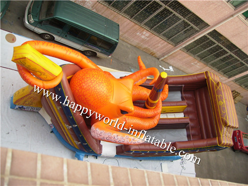 Octopus slide inflatable , inflatable jumping castle slide , inflatable slip n