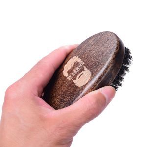 Black Walnut Wood Handle Beard Brush 11.5x6x4cm Boar Bristle