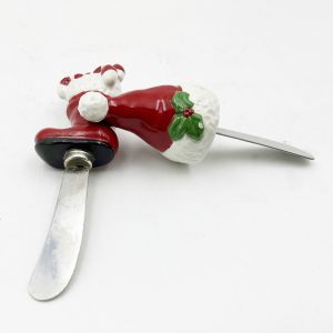 Christmas Santa Hat Boot Hand Painted Handle With Stainless Steel Blade Cheese