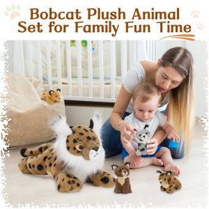 MorisMos 5-Piece 18-Inch Lynx Bobcat Stuffed Animals Soft Polyester Cotton Plush