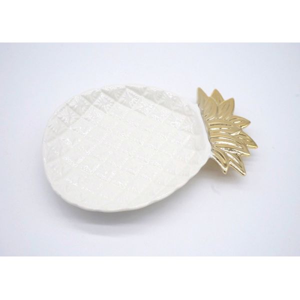 Buy Gold Electroplated Pineapple Candy Dish , Customized Pineapple Party Plates at wholesale prices
