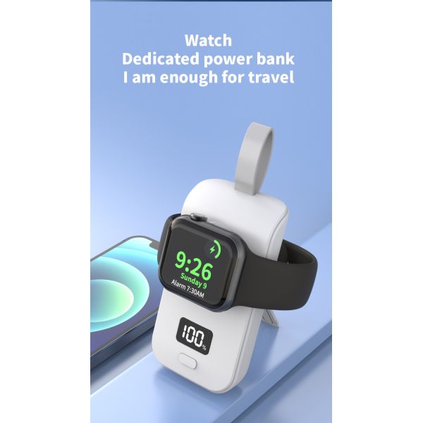 2500mAh Power Bank Portable Wireless Watch Charger With Digital Display