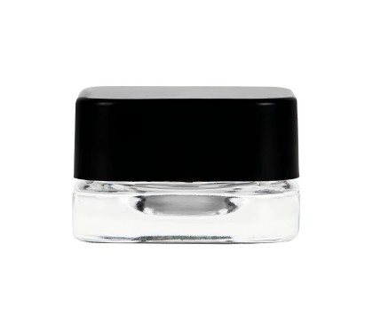 5ml Child Resistant Qube Clear Glass Concentrate Jar w/ Black White Cap