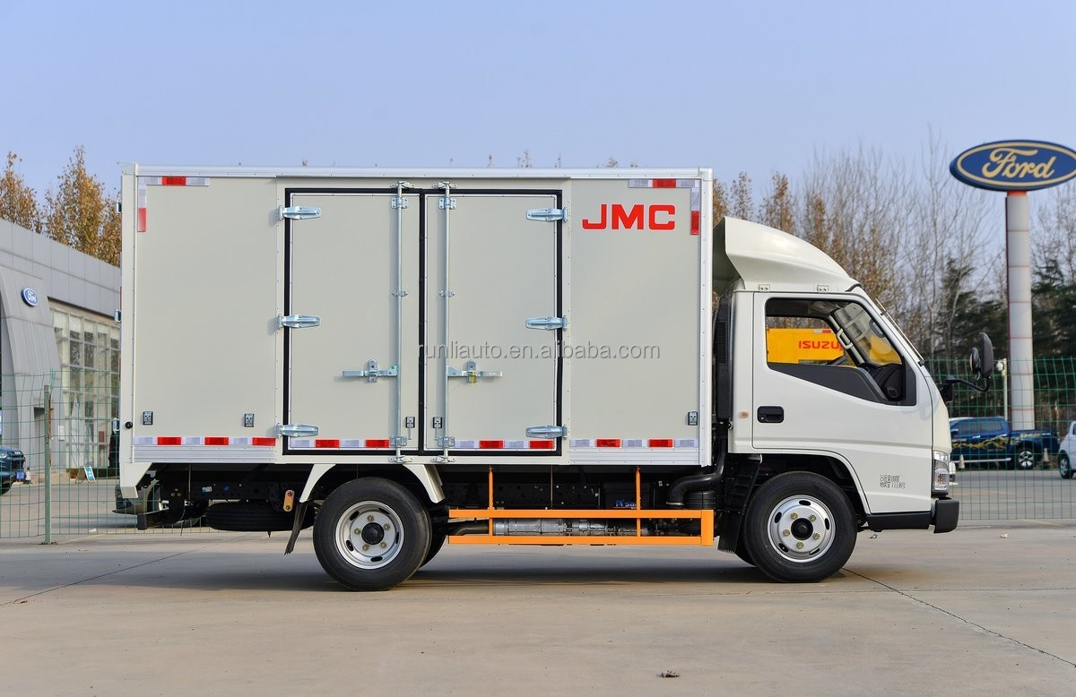 Factory Supply Small Lorry Truck 4X2 Mini JMC Box Cargo Truck Single Row 129HP 3.7M Light Van Cargo Truck
